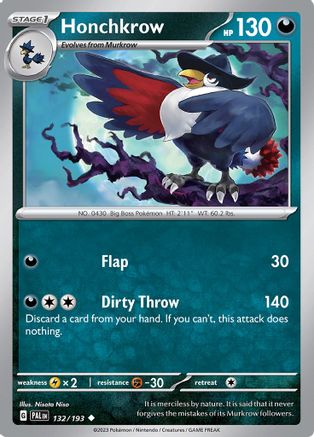 Honchkrow 132  - Uncommon - SV02: Paldea Evolved
