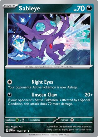 Sableye 136 Holofoil - Rare - SV02: Paldea Evolved