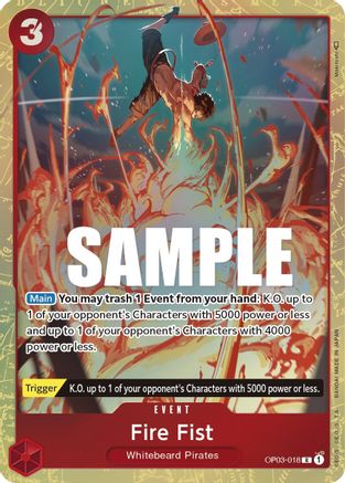 Fire Fist (Alternate Art) (OP03-018) - Foil Rare - Pillars of Strength
