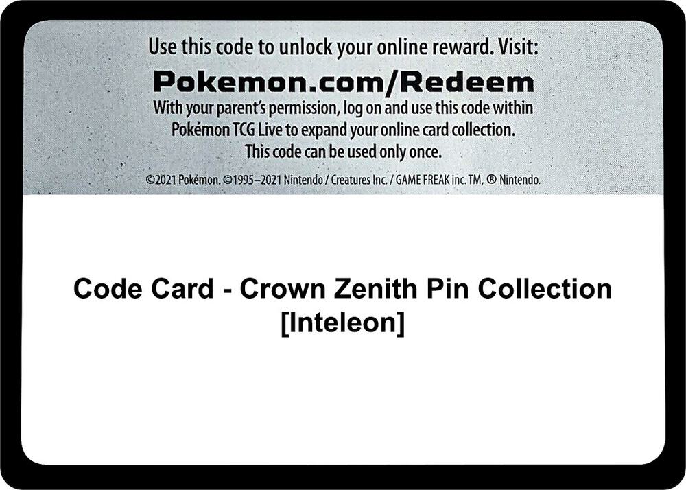 Code Card Crown Zenith Pin Collection Inteleon  (Crown Zenith) 