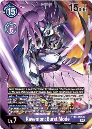 Ravemon: Burst Mode (Alternate Art) (BT13-092) Foil Super Rare - Versus Royal Knights