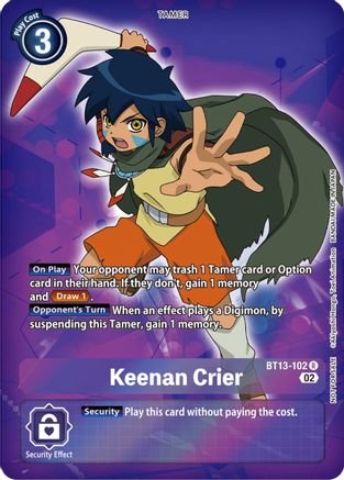Keenan Crier (Box Topper) (BT13-102) Foil Rare - Versus Royal Knights