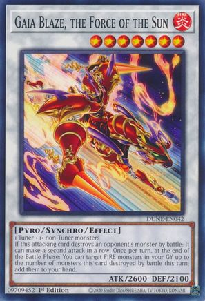 Gaia Blaze, the Force of the Sun (DUNE-EN042) - Common - 1st Edition - Duelist Nexus