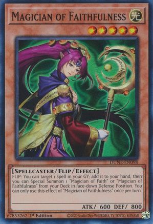 Magician of Faithfulness (DUNE-EN098) - Super Rare - 1st Edition - Duelist Nexus