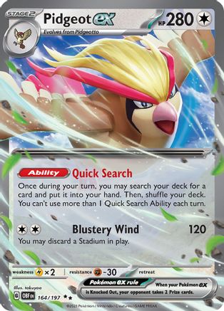 Pidgeot ex 164 Holofoil - Double Rare - SV03: Obsidian Flames