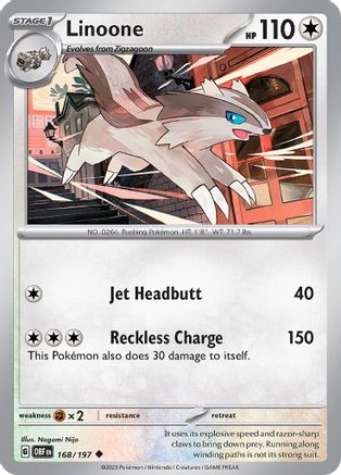 Linoone 168  - Uncommon - SV03: Obsidian Flames