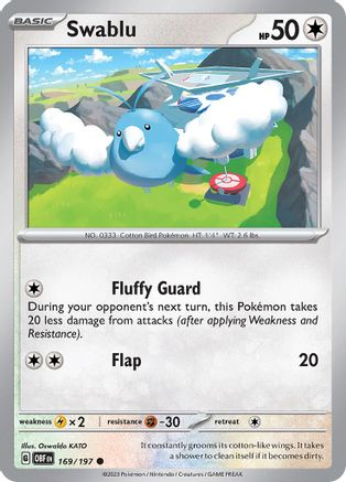 Swablu 169  - Common - SV03: Obsidian Flames