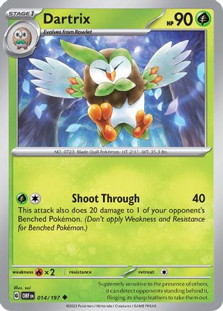 Dartrix 14  - Uncommon - SV03: Obsidian Flames