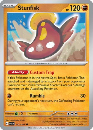 Stunfisk 112  - Uncommon - SV03: Obsidian Flames