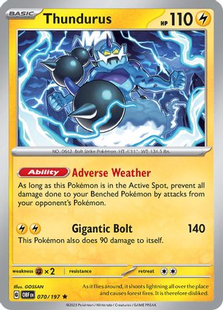 Thundurus 70 Holofoil - Rare - SV03: Obsidian Flames