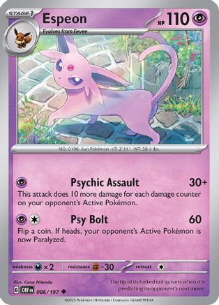 Espeon 86  - Uncommon - SV03: Obsidian Flames