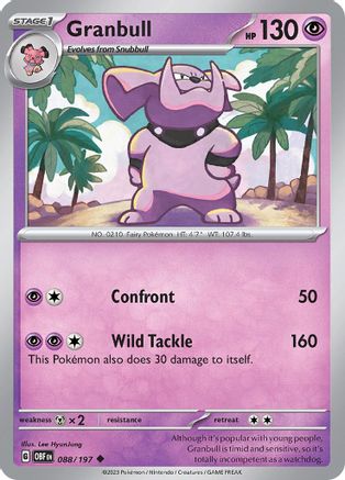Granbull 88  - Uncommon - SV03: Obsidian Flames