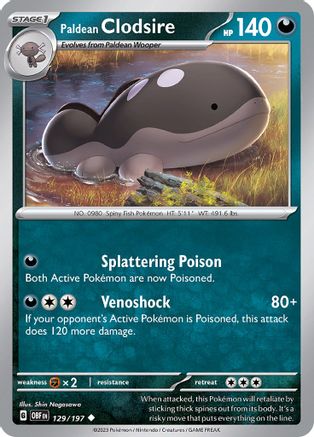 Paldean Clodsire - 129/197 129  - Uncommon - SV03: Obsidian Flames