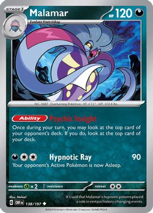 Malamar 138  - Uncommon - SV03: Obsidian Flames