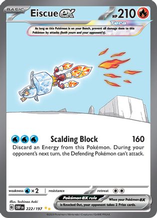 Eiscue ex - 222/197 222 Holofoil - Special Illustration Rare - SV03: Obsidian Flames