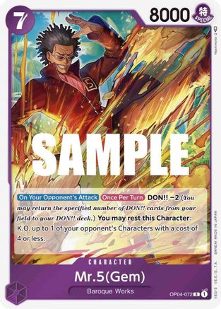 Mr.5 (Gem) (OP04-072) - Foil Rare - Kingdoms of Intrigue
