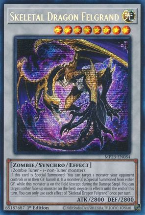 Skeletal Dragon Felgrand (MP23-EN084) - Prismatic Secret Rare - 1st Edition - 25th Anniversary Tin: Dueling Heroes Mega Pack