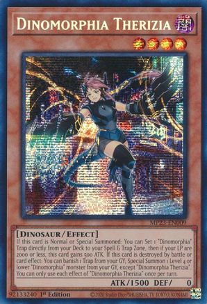 Dinomorphia Therizia (MP23-EN009) - Prismatic Secret Rare - 1st Edition - 25th Anniversary Tin: Dueling Heroes Mega Pack