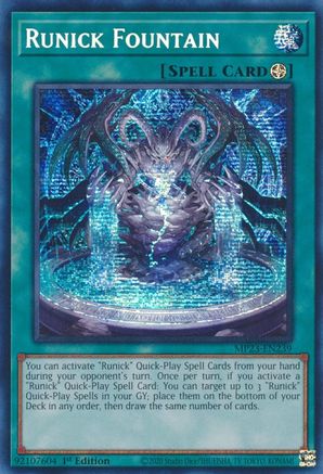 Runick Fountain (MP23-EN239) - Prismatic Secret Rare - 1st Edition - 25th Anniversary Tin: Dueling Heroes Mega Pack