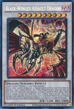 Black-Winged Assault Dragon (MP23-EN187) - Prismatic Secret Rare - 1st Edition - 25th Anniversary Tin: Dueling Heroes Mega Pack
