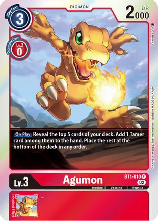 Agumon - BT1-010 (Resurgence Booster Reprint) (BT1-010) Foil Rare - Resurgence Booster