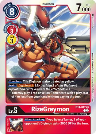 RizeGreymon - BT4-017 (Resurgence Booster Reprint) (BT4-017) Foil Super Rare - Resurgence Booster