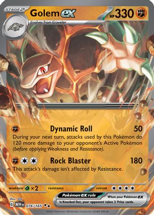Golem ex - 076/165 76 Holofoil - Double Rare - SV: Scarlet & Violet 151