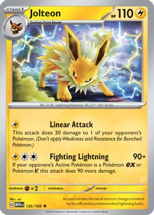 Jolteon 135 Holofoil - Rare - SV: Scarlet & Violet 151