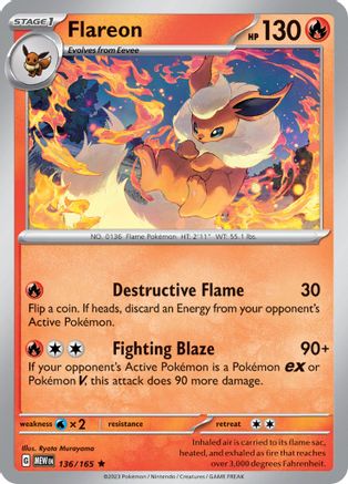 Flareon 136 Holofoil - Rare - SV: Scarlet & Violet 151