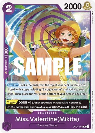 Miss.Valentine(Mikita) (OP04-066) - Foil Rare - Kingdoms of Intrigue