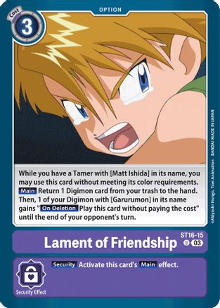 Lament of Friendship (ST16-15)  Uncommon - Starter Deck 16: Wolf of Friendship