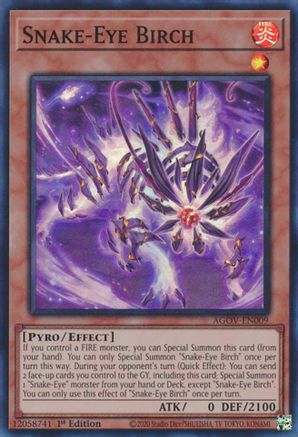 Snake-Eye Birch (AGOV-EN009) - Super Rare - 1st Edition - Age of Overlord