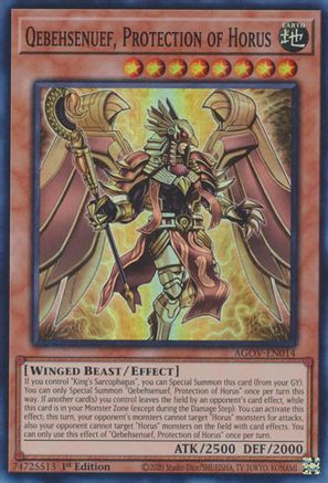 Qebehsenuef, Protection of Horus (AGOV-EN014) - Super Rare - 1st Edition - Age of Overlord