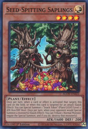 Seed-Spitting Saplings (AGOV-EN022) - Super Rare - 1st Edition - Age of Overlord