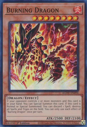 Burning Dragon (AGOV-EN094) - Super Rare - 1st Edition - Age of Overlord