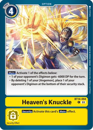 Heaven's Knuckle (BT14-094)  Common - Blast Ace
