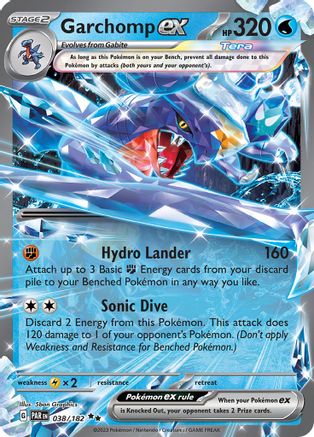 Garchomp ex - 038/182 38 Holofoil - Double Rare - SV04: Paradox Rift