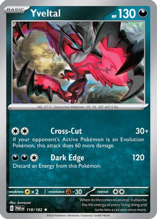 Yveltal - 118/182 118 Holofoil - Rare - SV04: Paradox Rift