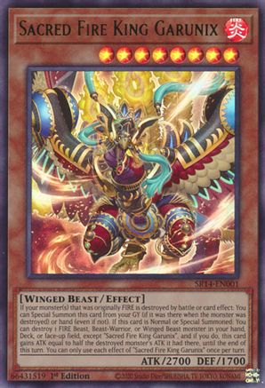 Sacred Fire King Garunix (SR14-EN001) - Ultra Rare - 1st Edition - Structure Deck: Fire Kings