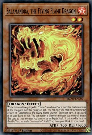 Salamandra, the Flying Flame Dragon (MZMI-EN002) - Super Rare - 1st Edition - Maze of Millennia