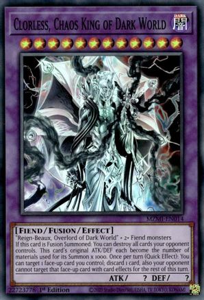 Clorless, Chaos King of Dark World (MZMI-EN014) - Super Rare - 1st Edition - Maze of Millennia