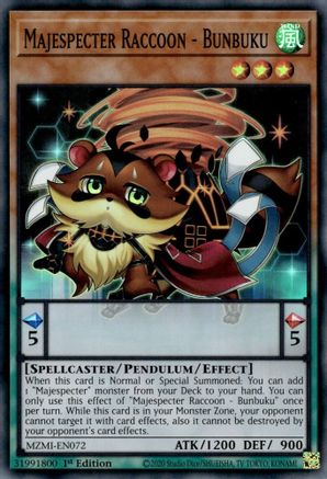 Majespecter Raccoon - Bunbuku (MZMI-EN072) - Super Rare - Maze of Millennia