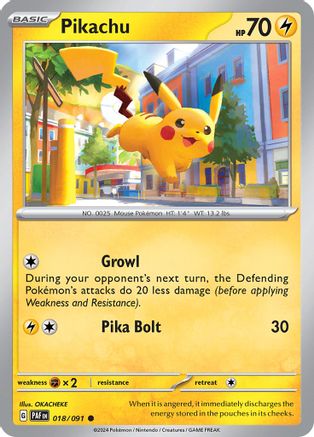 Pikachu - 018/091 18  - Common - SV: Paldean Fates