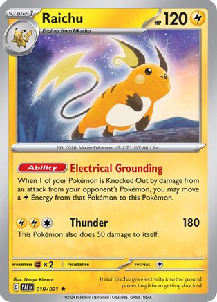 Raichu - 019/091 19 Holofoil - Rare - SV: Paldean Fates