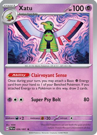 Xatu - 026/091 26 Holofoil - Rare - SV: Paldean Fates