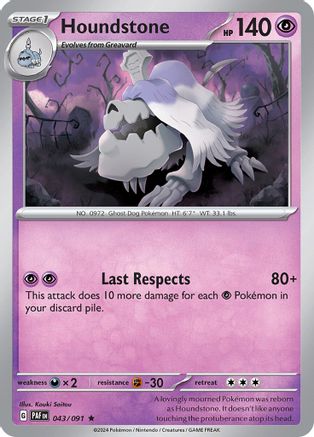 Houndstone - 043/091 43 Holofoil - Rare - SV: Paldean Fates