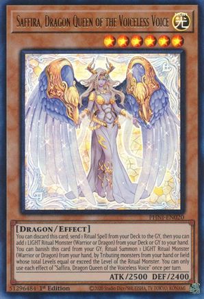 Saffira, Dragon Queen of the Voiceless Voice (PHNI-EN020) - Ultra Rare - 1st Edition - Phantom Nightmare