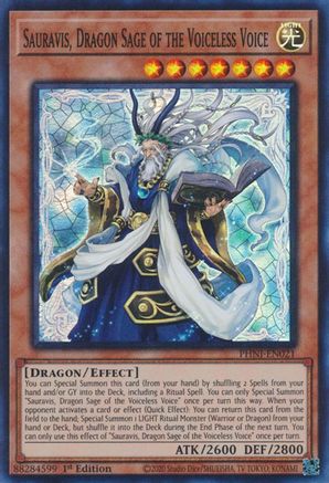 Sauravis, Dragon Sage of the Voiceless Voice (PHNI-EN021) - Super Rare - 1st Edition - Phantom Nightmare