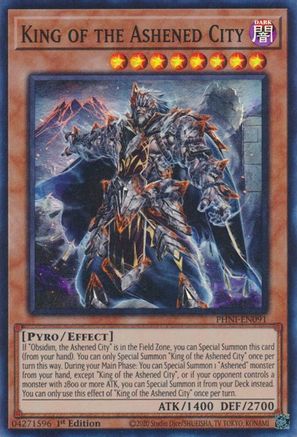 King of the Ashened City (PHNI-EN091) - Super Rare - 1st Edition - Phantom Nightmare