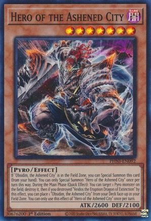 Hero of the Ashened City (PHNI-EN092) - Super Rare - 1st Edition - Phantom Nightmare